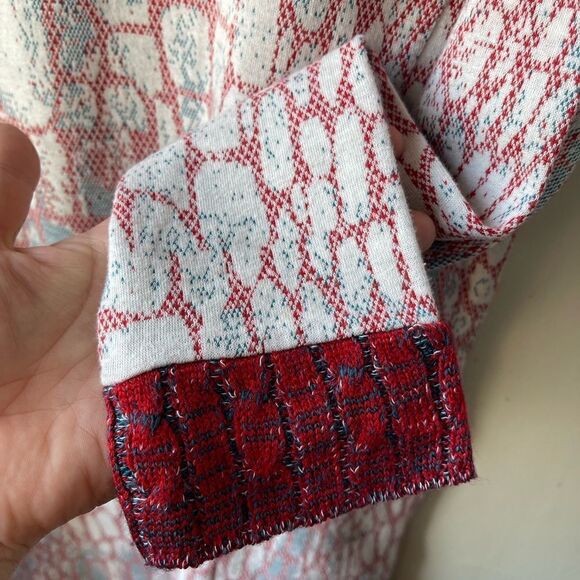 maeve Anthropologie Red Blue Mock/turtle neck Long Sleeve sweater Dress - Picture 6 of 11